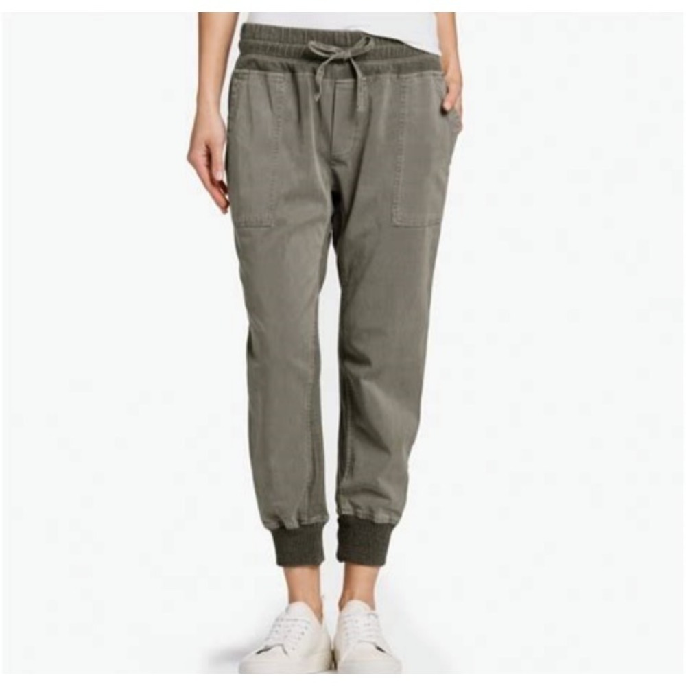 Standard James Perse Estilo Jogger Pant Olive Green Mix Fabric Four Pockets SZ 0